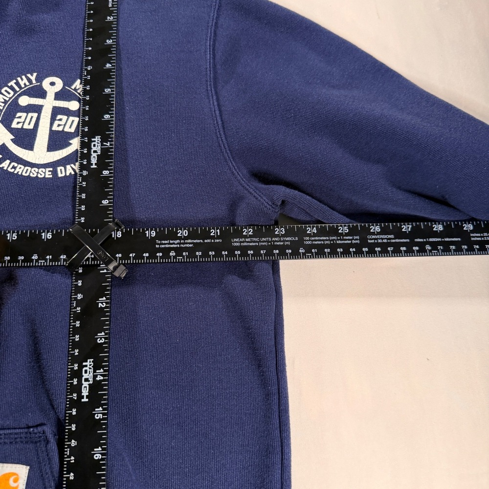 Carhartt Full Zip Hoodie Mens Medium Blue Timothy Murray Lacrosse Day K122-472 - Picture 7 of 9